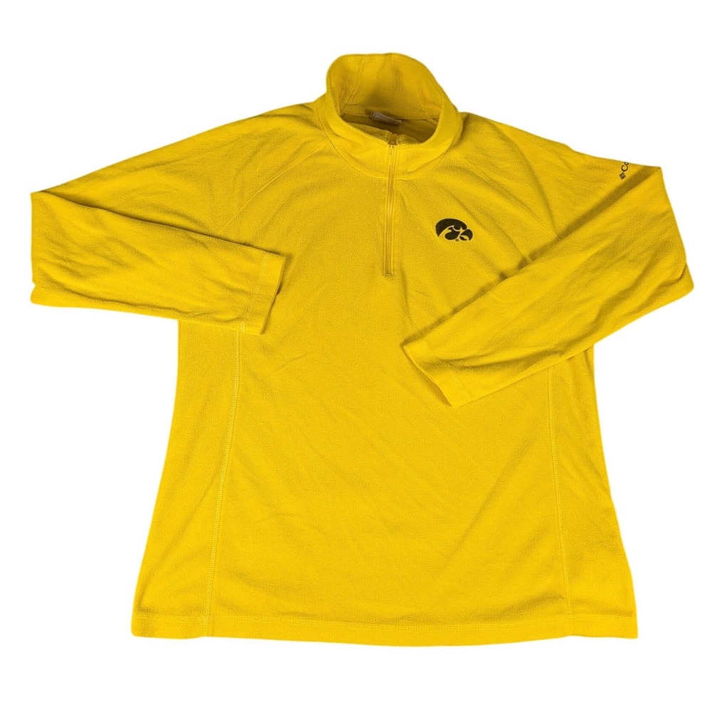Columbia Iowa Hawkeyes Womens Yellow Quarter Zip Fleece Pullover NCAA Logo